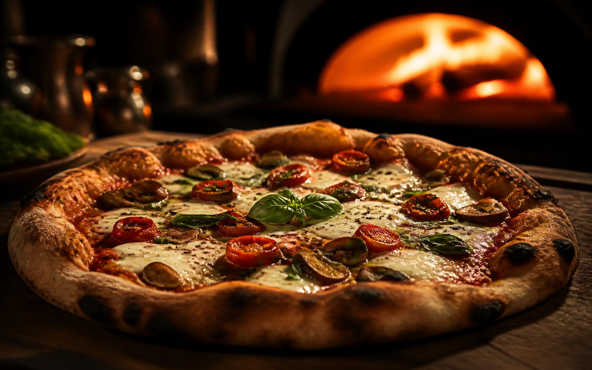 Handgemachte Pizza aus dem Holzofen im Rotes Haus